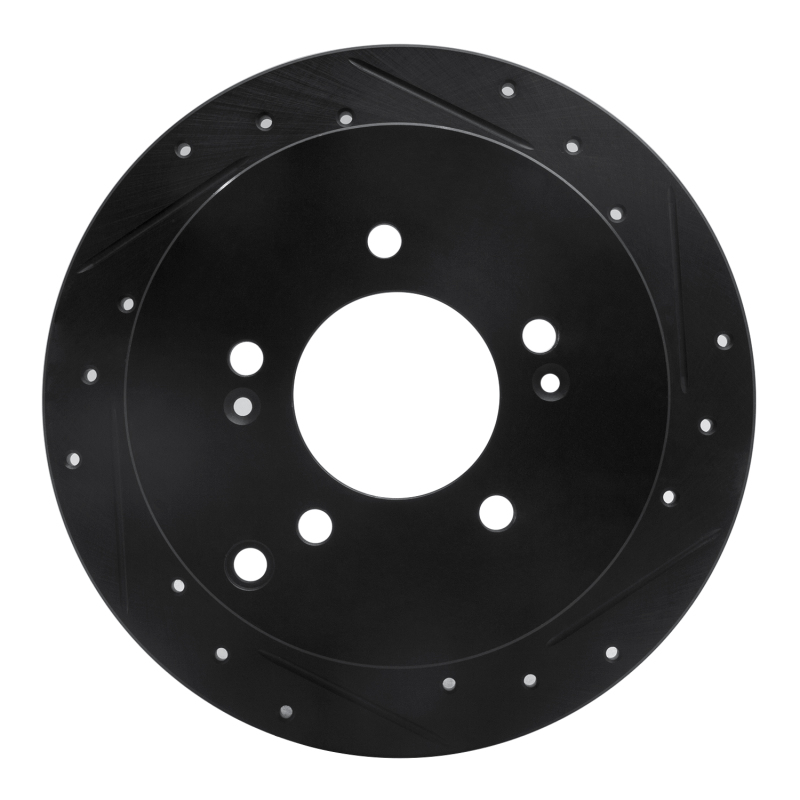 Hyundai Santa Fe Brake Rotor (1) - Rear Right - R1 Concepts - Drilled & Slotted - Black - `01-`16
